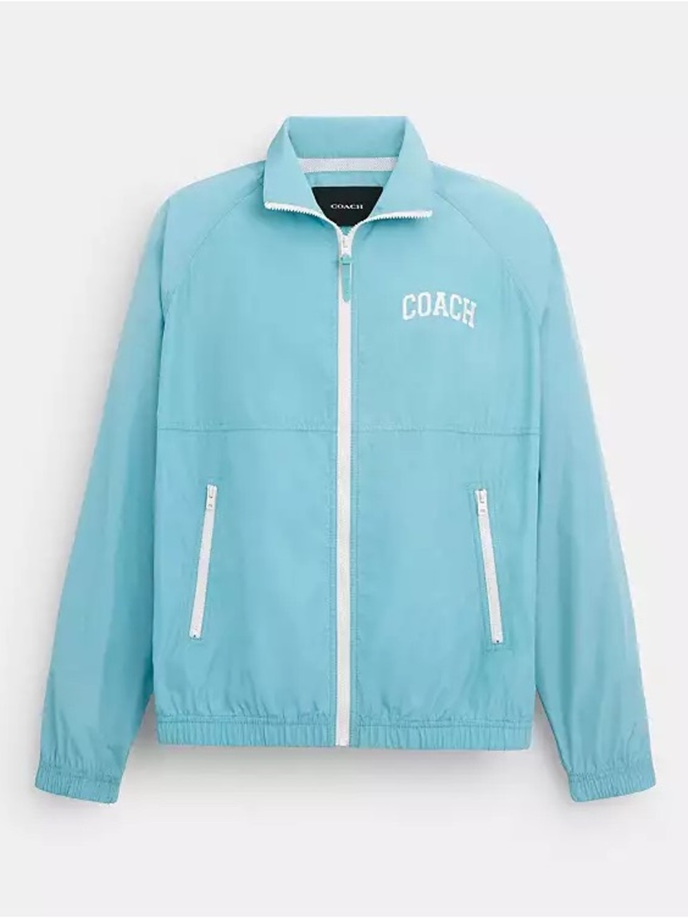 Coach Men’s Aqua Blue Zip-Front Windbreaker Jacket